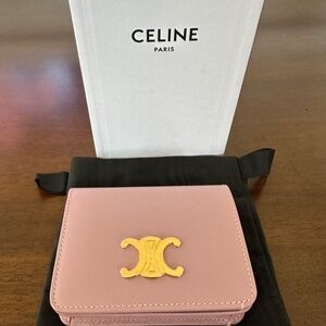 Celine Pink Gold Wallet Compact Design